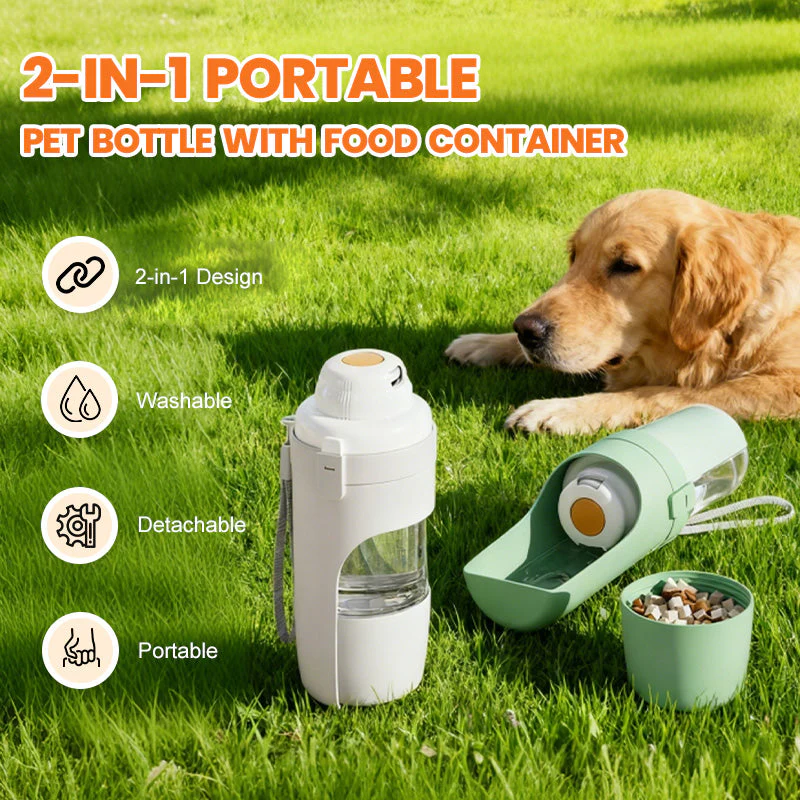 Bouteille portable 2 en 1 avec récipient pour aliments