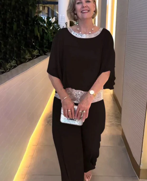 📢📢60 % de réduction !! ⏰Ensemble chic et élégant à paillettes et blocs de couleur👚👖✨ - Image 13