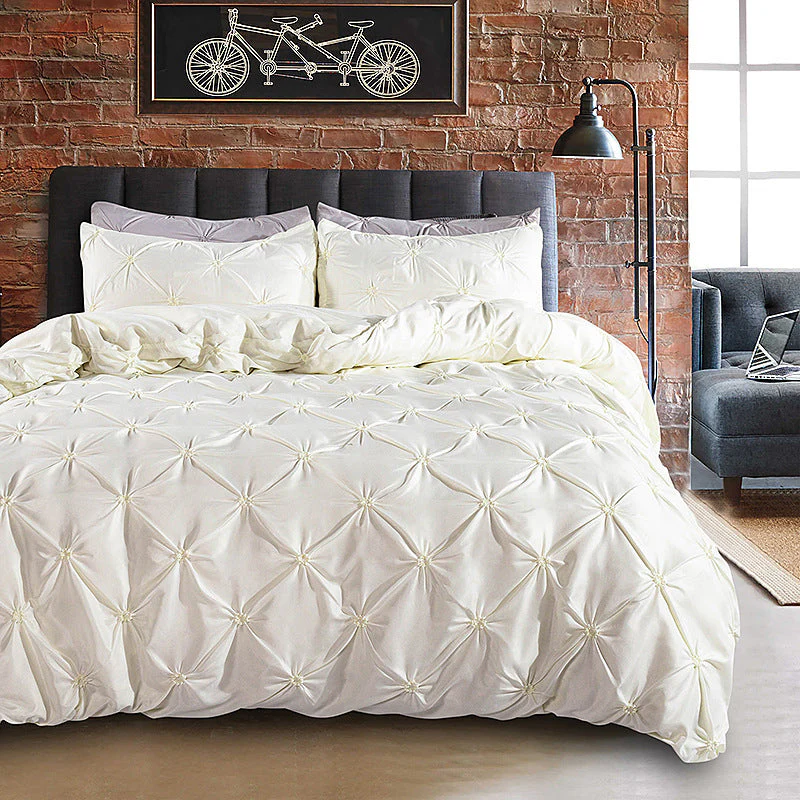 📢📢60 % de réduction !! ⏰Ensemble de housse de couette et taies d'oreiller à plis creux, 3 pièces - Image 12