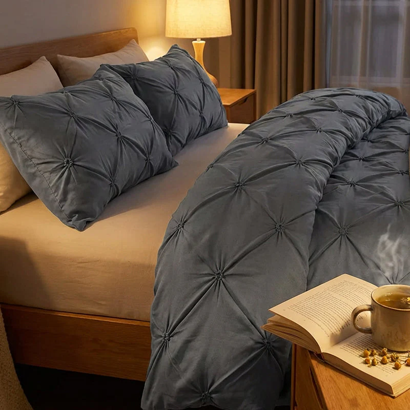 📢📢60 % de réduction !! ⏰Ensemble de housse de couette et taies d'oreiller à plis creux, 3 pièces - Image 7