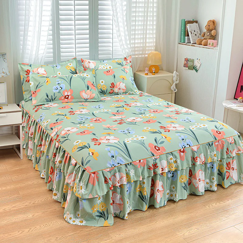 📢📢70 % de réduction !! ⏰Ensemble de jupe de lit à volants 3 pièces🛏️