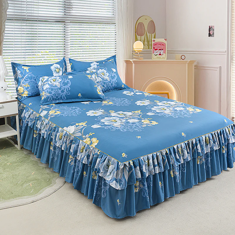 📢📢70 % de réduction !! ⏰Ensemble de jupe de lit à volants 3 pièces🛏️ - Image 3