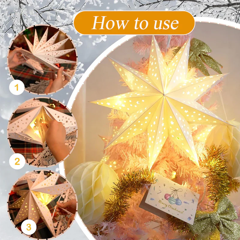 📢📢60% DE RÉDUCTION !!! 🎅Lanterne 3D en forme d'étoile à suspendre pour Noël avec lumières - Image 4