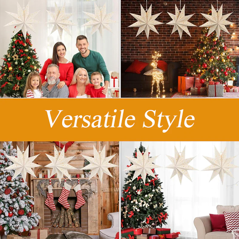 📢📢60% DE RÉDUCTION !!! 🎅Lanterne 3D en forme d'étoile à suspendre pour Noël avec lumières - Image 5