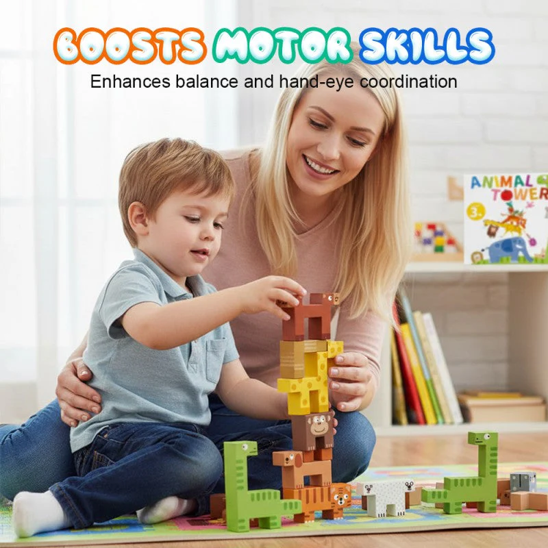 📢📢60 % de réduction !!!🎅Jeu de cubes empilables sur le thème des animaux pour enfants - Image 3