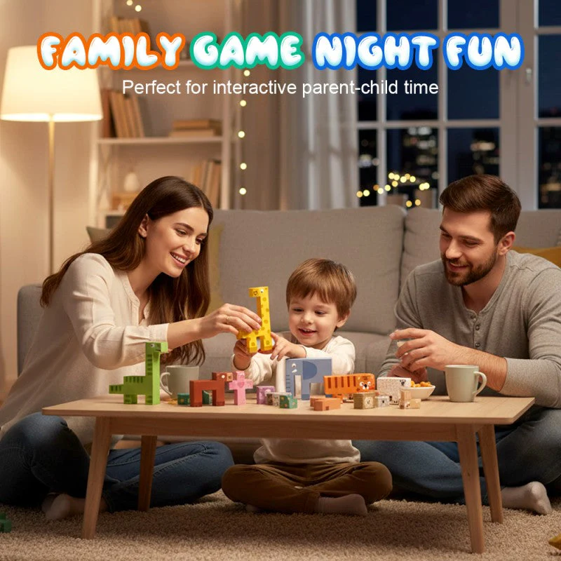 📢📢60 % de réduction !!!🎅Jeu de cubes empilables sur le thème des animaux pour enfants - Image 5