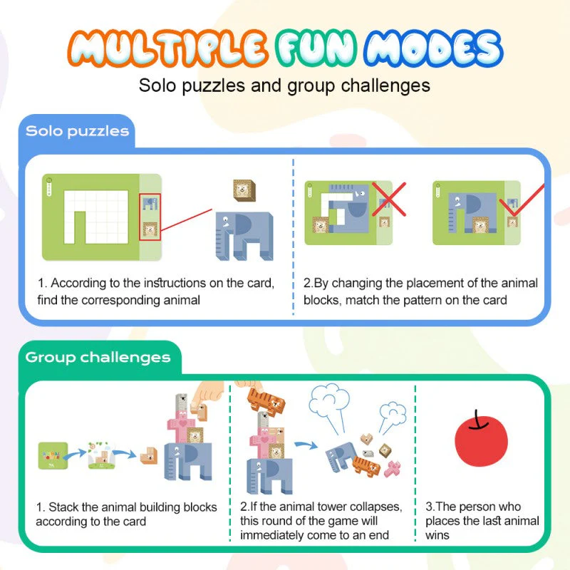 📢📢60 % de réduction !!!🎅Jeu de cubes empilables sur le thème des animaux pour enfants - Image 6