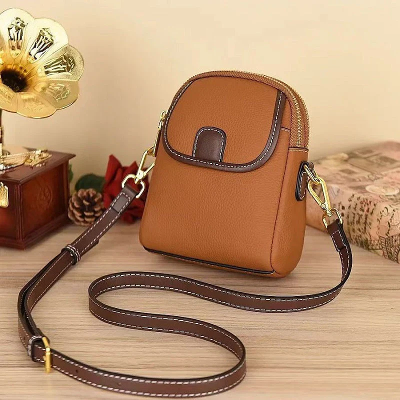 Sac à bandoulière classique en PU pour femmes avec fermeture à glissière double couche - Image 12