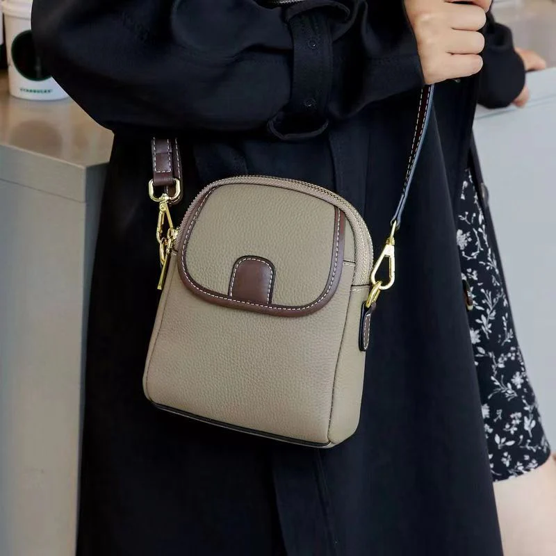 Sac à bandoulière classique en PU pour femmes avec fermeture à glissière double couche - Image 2