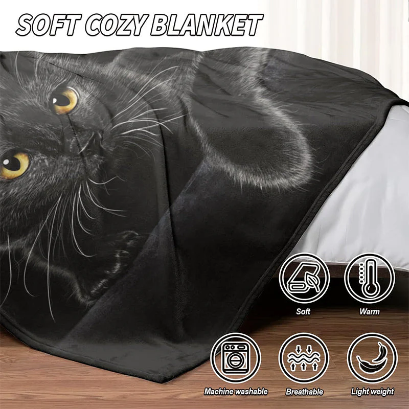 📢📢50 % de réduction !!!✨Couverture douillette toutes saisons Black Cat