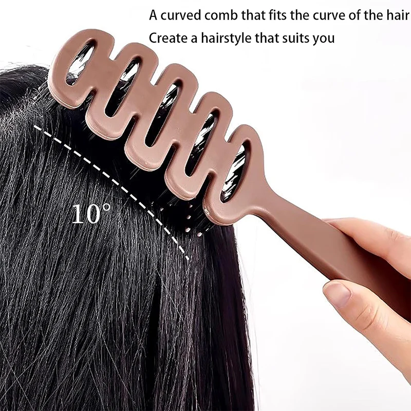 Brosse à cheveux en poils de sanglier avec design incurvé - Image 4