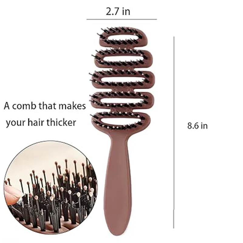 Brosse à cheveux en poils de sanglier avec design incurvé - Image 8