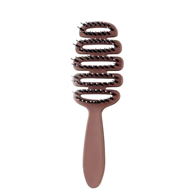 Brosse à cheveux en poils de sanglier avec design incurvé - Image 9