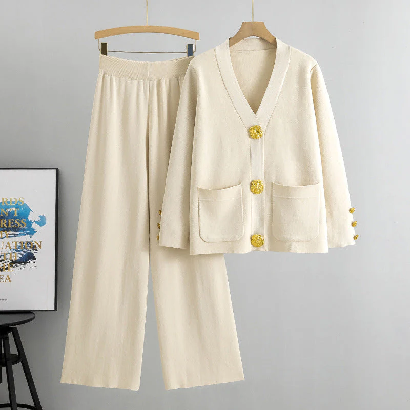 👚👖 Ensemble Femme 2 Pièces Luxe – Boutons Métalliques, Pantalon Large & Viscose Douce ✨ Un Confort Quotidien et Élégant ! - Image 12