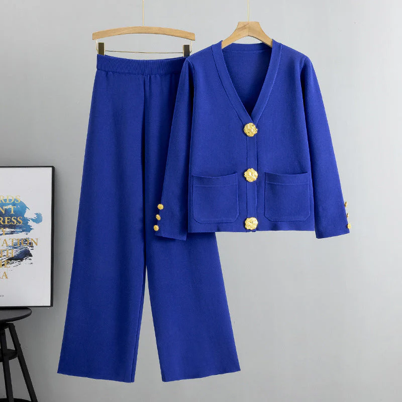 👚👖 Ensemble Femme 2 Pièces Luxe – Boutons Métalliques, Pantalon Large & Viscose Douce ✨ Un Confort Quotidien et Élégant ! - Image 7