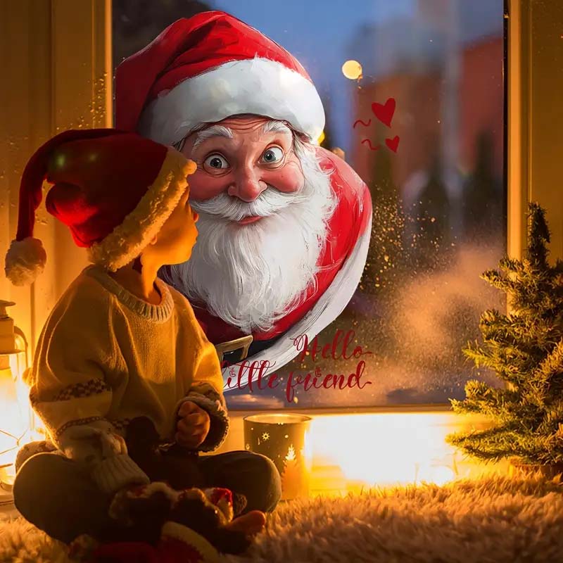 🎊Soldes de Noël - 50 % de réduction🎊 Autocollant de fenêtre Père Noël et flocon de neige - Image 3