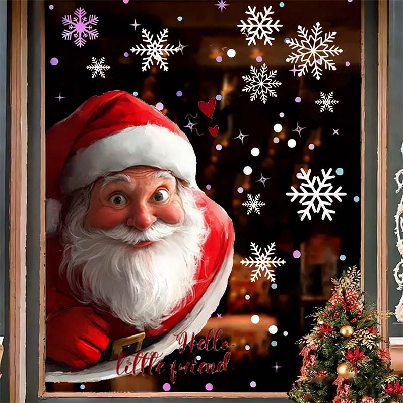 🎊Soldes de Noël - 50 % de réduction🎊 Autocollant de fenêtre Père Noël et flocon de neige - Image 7