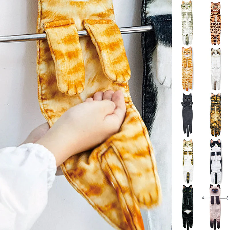 🎁DERNIER JOUR DE SOLDES 50% DE RÉDUCTION✨😺Serviette à main mignonne avec motif chat🐾 - Image 6