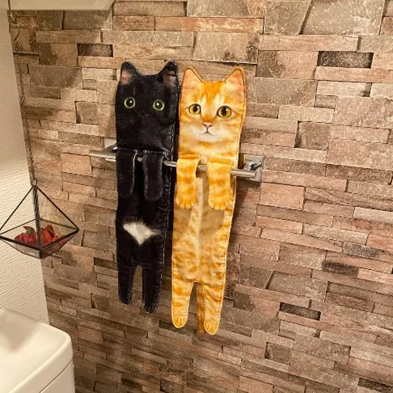 🎁DERNIER JOUR DE SOLDES 50% DE RÉDUCTION✨😺Serviette à main mignonne avec motif chat🐾 - Image 7