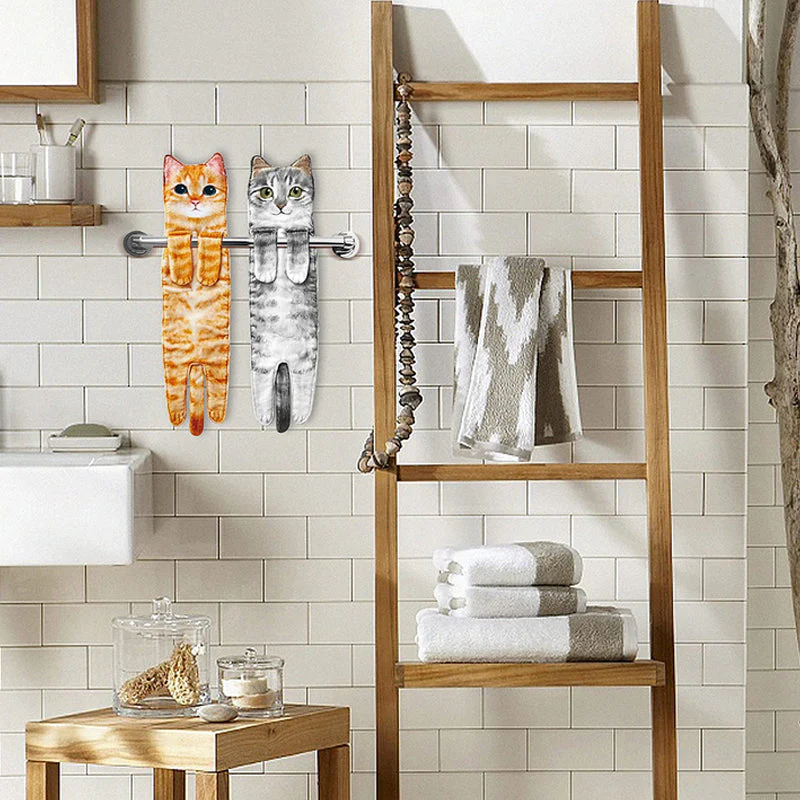 🎁DERNIER JOUR DE SOLDES 50% DE RÉDUCTION✨😺Serviette à main mignonne avec motif chat🐾 - Image 9