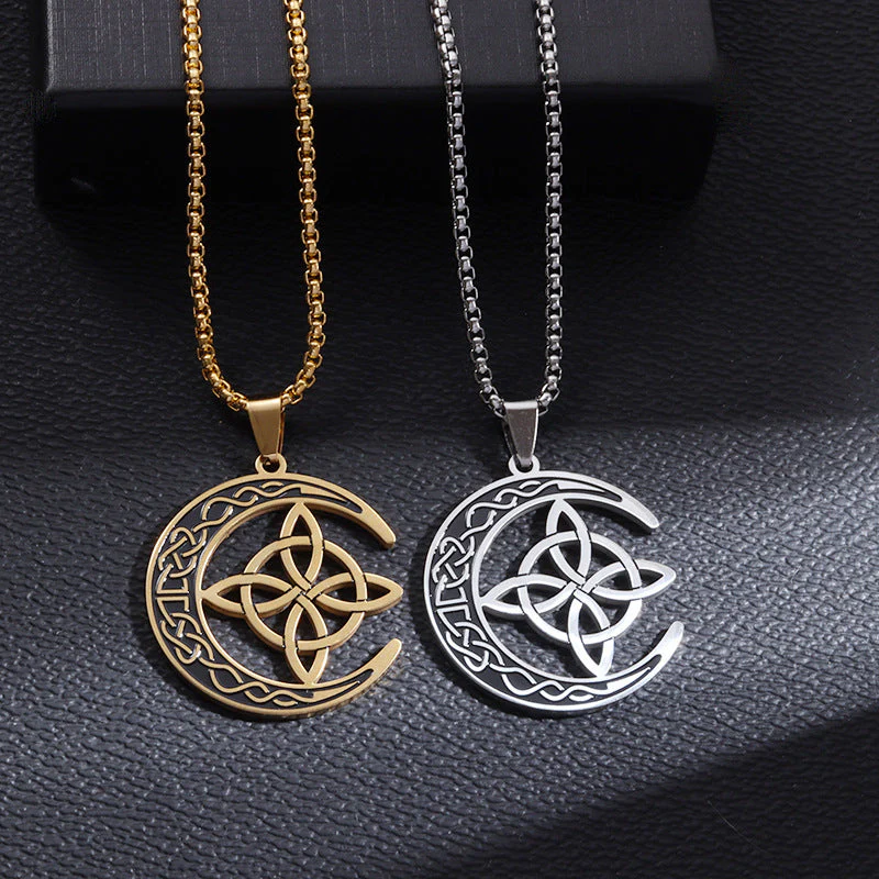 🔥 DERNIER JOUR – 67% DE RÉDUCTION !🌙 Collier Pendentif Lune Celtique – Acier Inoxydable, Unisexe & Symbolisme de Protection