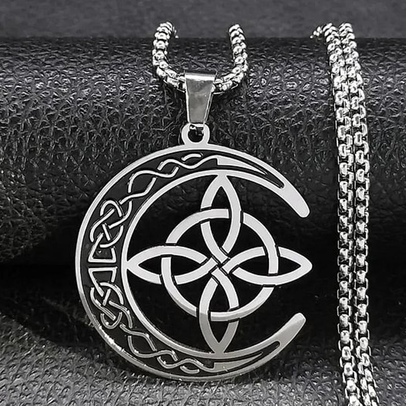 🔥 DERNIER JOUR – 67% DE RÉDUCTION !🌙 Collier Pendentif Lune Celtique – Acier Inoxydable, Unisexe & Symbolisme de Protection - Image 2