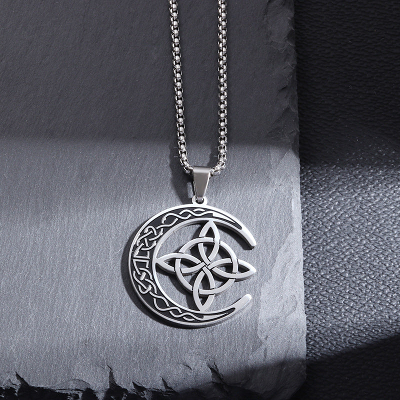 🔥 DERNIER JOUR – 67% DE RÉDUCTION !🌙 Collier Pendentif Lune Celtique – Acier Inoxydable, Unisexe & Symbolisme de Protection - Image 3