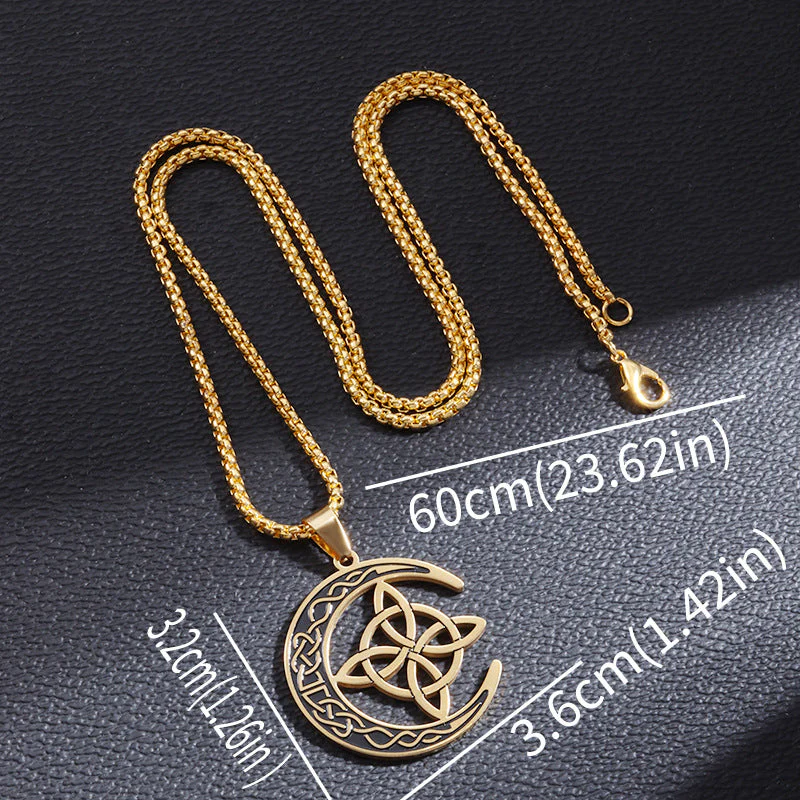 🔥 DERNIER JOUR – 67% DE RÉDUCTION !🌙 Collier Pendentif Lune Celtique – Acier Inoxydable, Unisexe & Symbolisme de Protection - Image 8