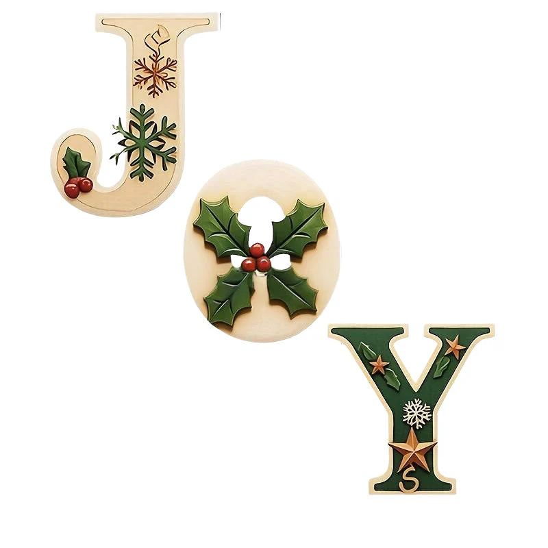 📢📢60 % de réduction !!!🎅Décoration murale en bois pour Noël avec lettres - HOME/JOY - Image 11