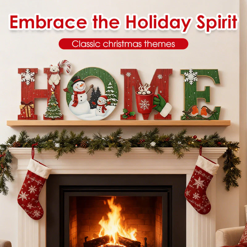 📢📢60 % de réduction !!!🎅Décoration murale en bois pour Noël avec lettres - HOME/JOY - Image 3