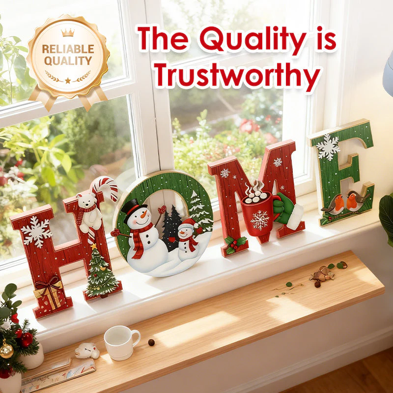 📢📢60 % de réduction !!!🎅Décoration murale en bois pour Noël avec lettres - HOME/JOY - Image 6