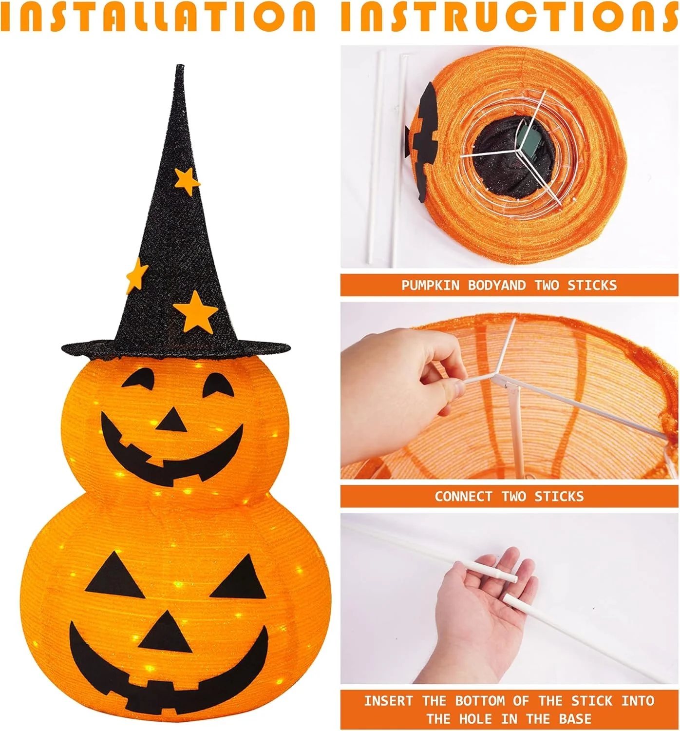 🎃 60% DE RÉDUCTION ! 🎁 Citrouilles Halloween Pliables - Décorations Réutilisables sans Stockage, Résistantes aux Intempéries pour Extérieur/Intérieur 🏠✨ - Image 4