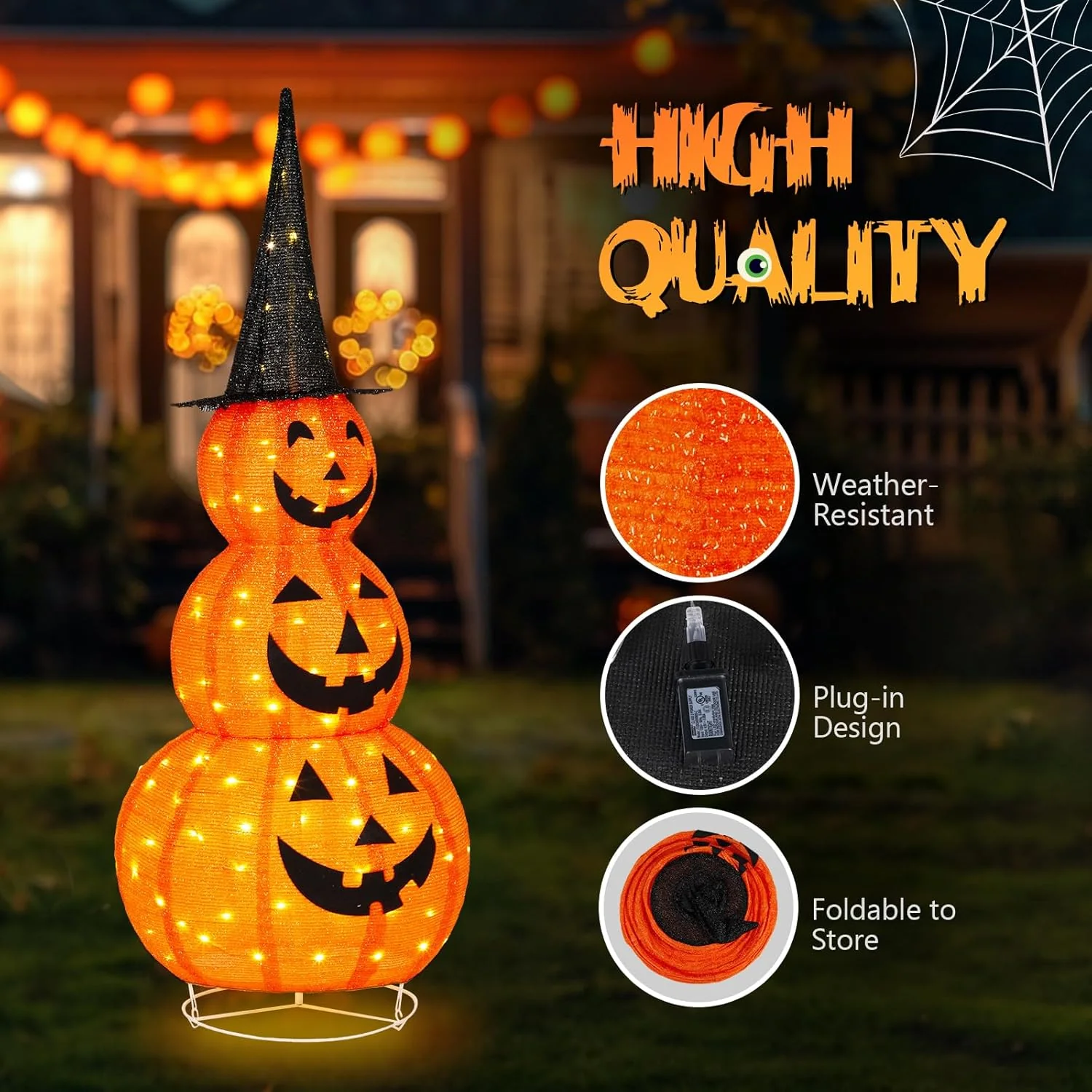 🎃 60% DE RÉDUCTION ! 🎁 Citrouilles Halloween Pliables - Décorations Réutilisables sans Stockage, Résistantes aux Intempéries pour Extérieur/Intérieur 🏠✨ - Image 7