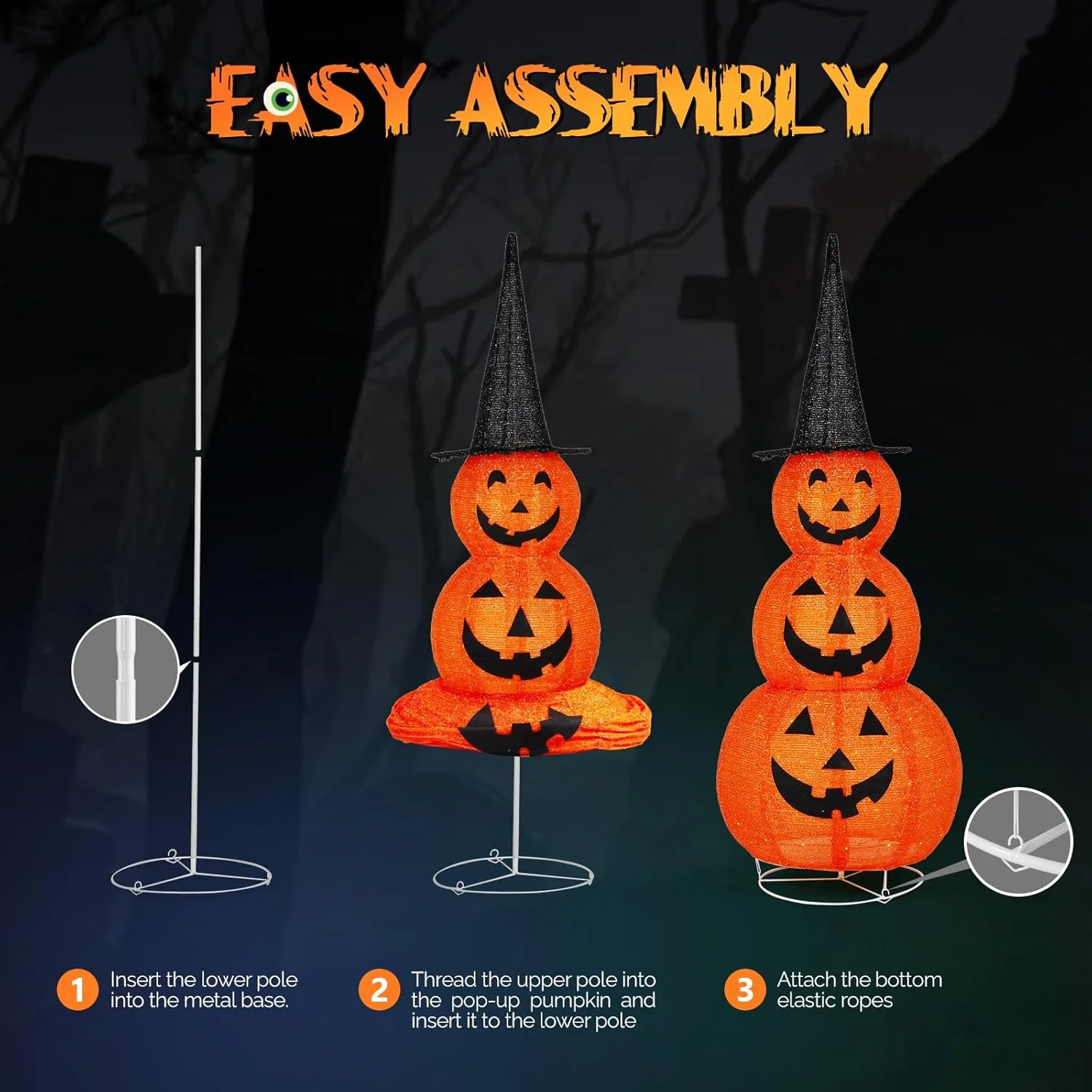 🎃 60% DE RÉDUCTION ! 🎁 Citrouilles Halloween Pliables - Décorations Réutilisables sans Stockage, Résistantes aux Intempéries pour Extérieur/Intérieur 🏠✨ - Image 9