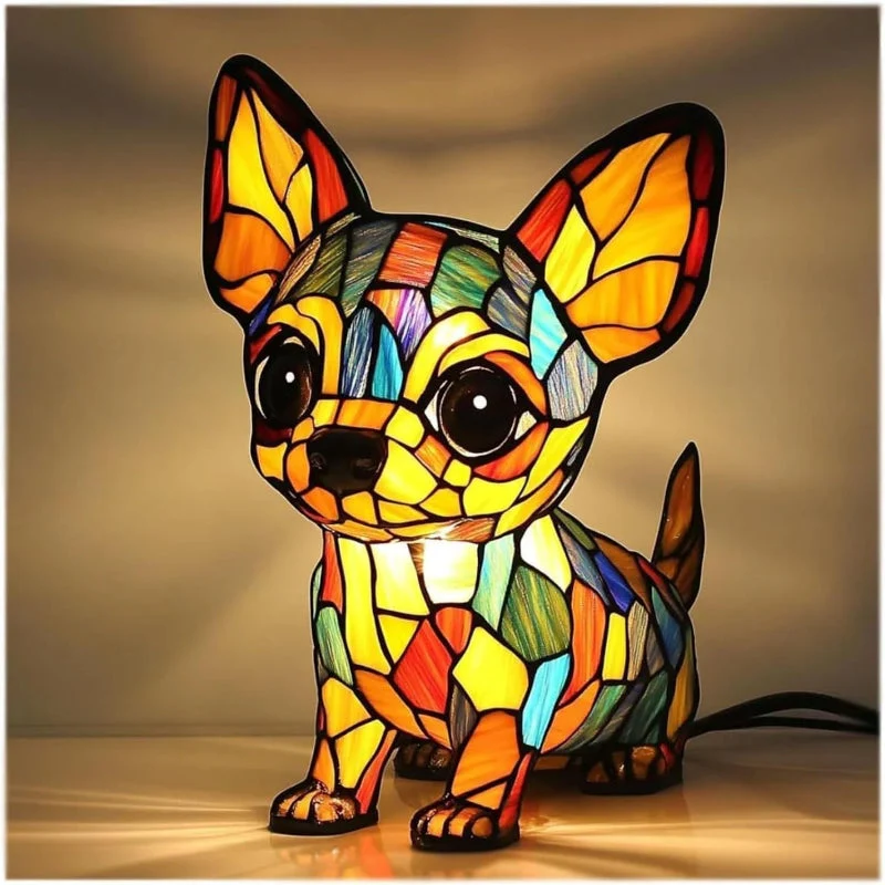 📢📢60 %  DE RÉDUCTION !! ⏰Lampe de table LED avec statue de chiot colorée - Image 12