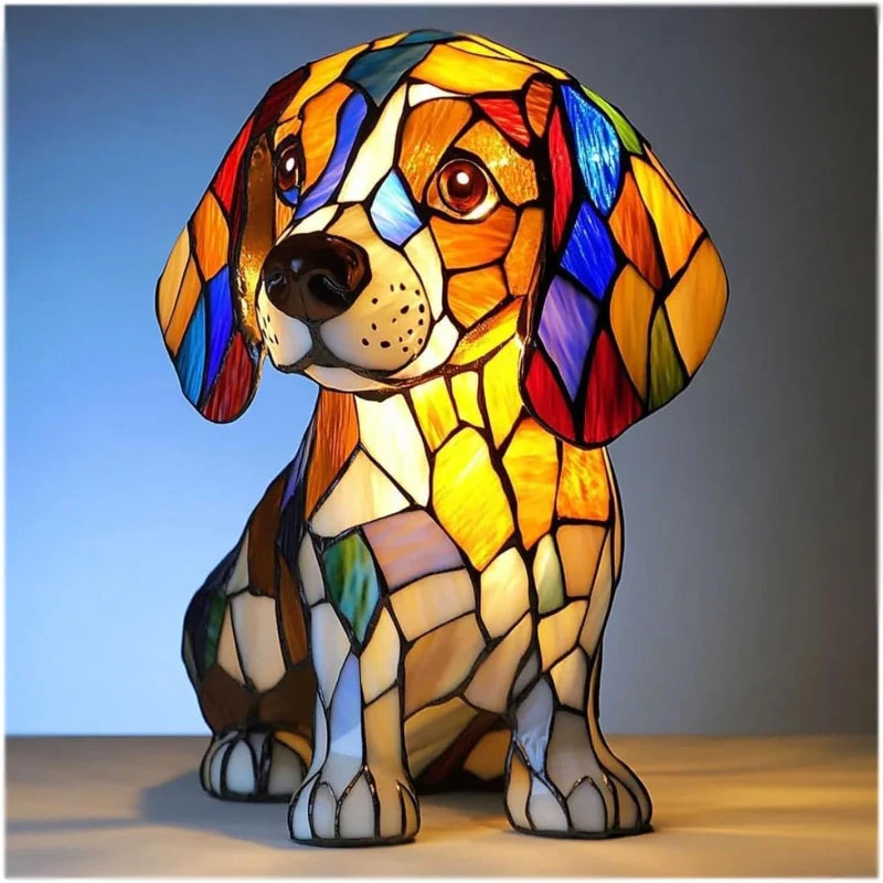 📢📢60 %  DE RÉDUCTION !! ⏰Lampe de table LED avec statue de chiot colorée - Image 13