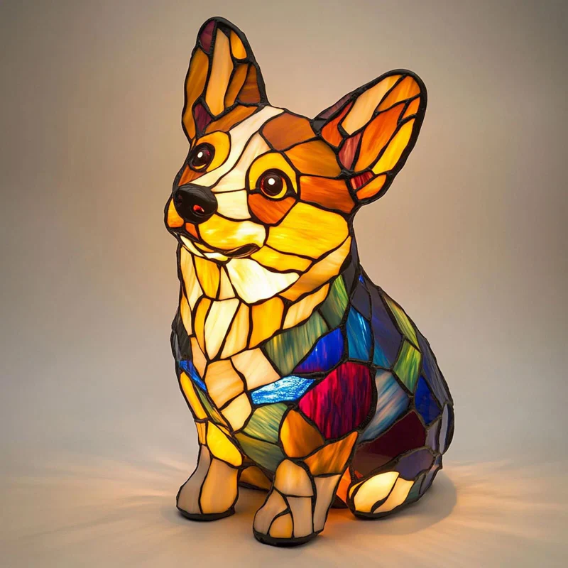 📢📢60 %  DE RÉDUCTION !! ⏰Lampe de table LED avec statue de chiot colorée - Image 5
