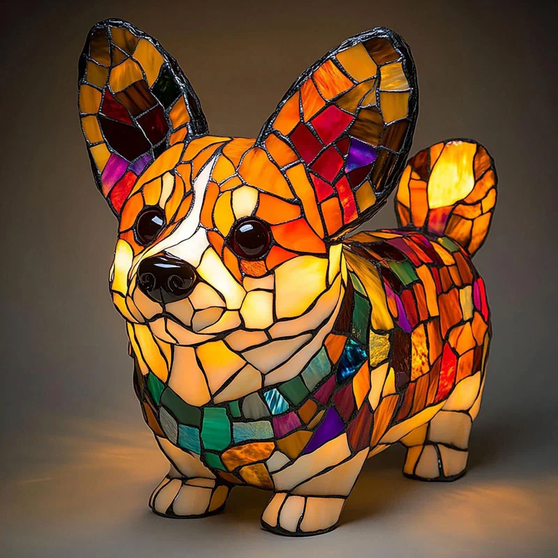 📢📢60 %  DE RÉDUCTION !! ⏰Lampe de table LED avec statue de chiot colorée - Image 7