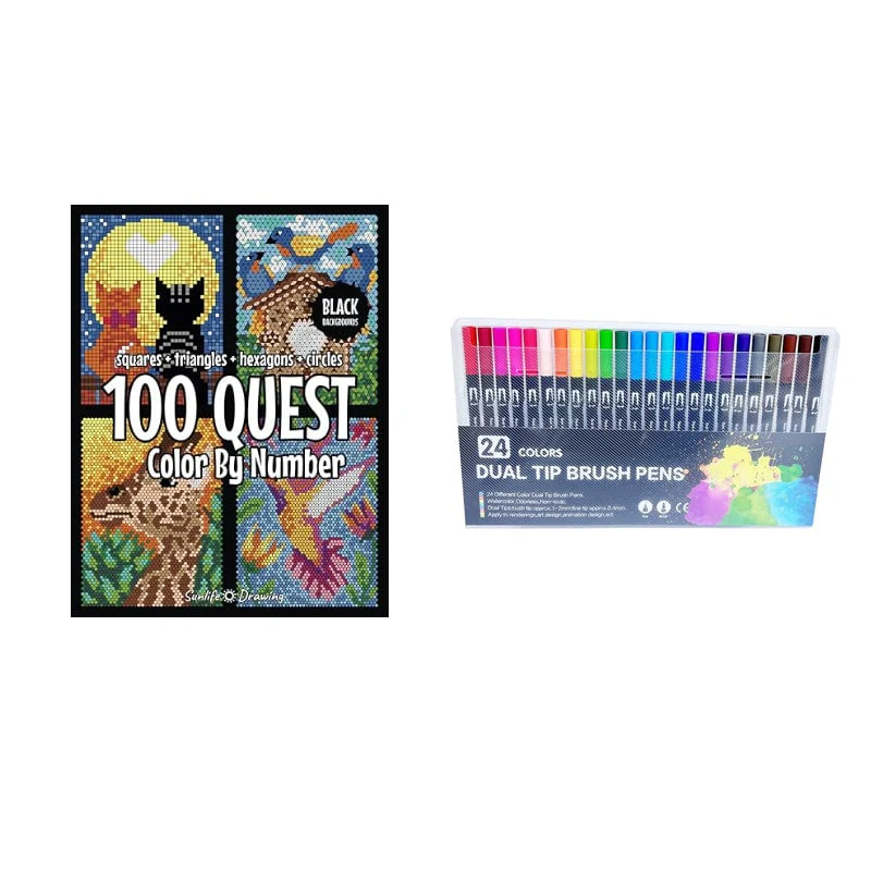 📢📢55 % DE RÉDUCTION !!! ✨ Livre de coloriage par numéro– sur fond noir, incluant des feutres aquarelle double pointe et une boîte de rangement ! - Image 20