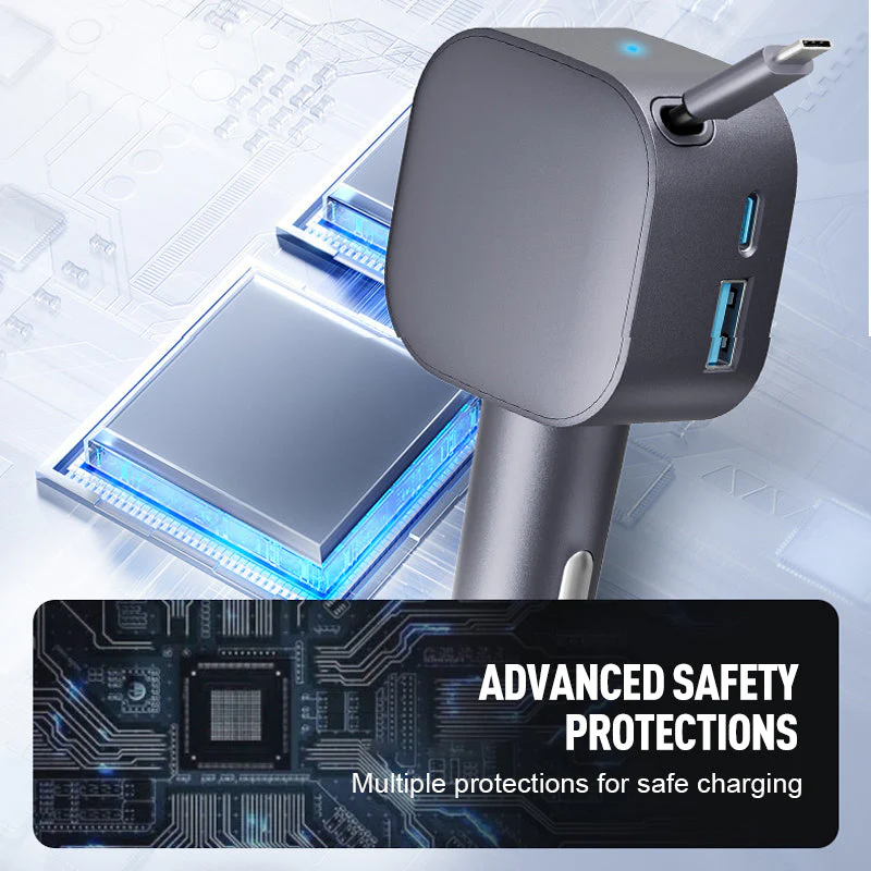 Chargeur de Voiture Compact à Câble Rétractable📢📢3 dernières heures : Grande vente⏰⏰ - Image 3