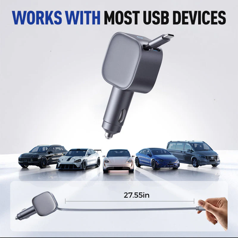 Chargeur de Voiture Compact à Câble Rétractable📢📢3 dernières heures : Grande vente⏰⏰ - Image 6