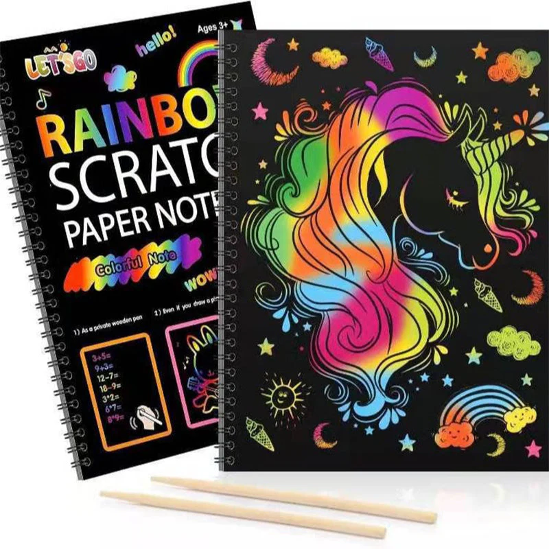 Carnet créatif d'art à gratter arc-en-ciel