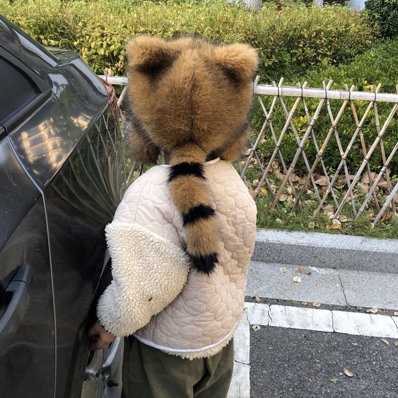 ✨ 50 % DE RÉDUCTION MAINTENANT ! ✨Chapeau en peluche parent-enfant avec fausse queue de raton laveur - Image 2