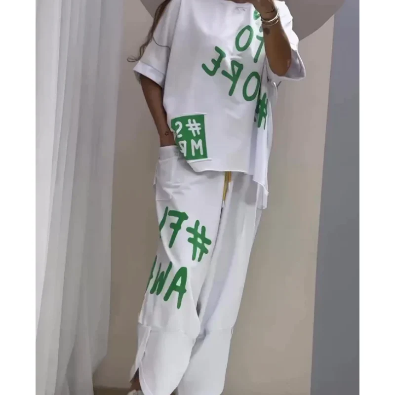 📢📢🌸Nouveautés du début de l'été🫧💞Costume deux pièces décontracté avec motif et encolure ronde(🔥60 % de réduction) - Image 3
