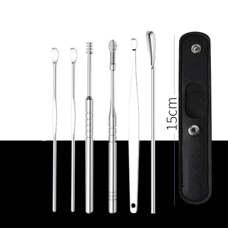 🎁 Remise limitée de 50% 🚀 Portable spirale en acier inoxydable earspoon Set de 6 pièces outil de prélèvement d'oreille - Image 16