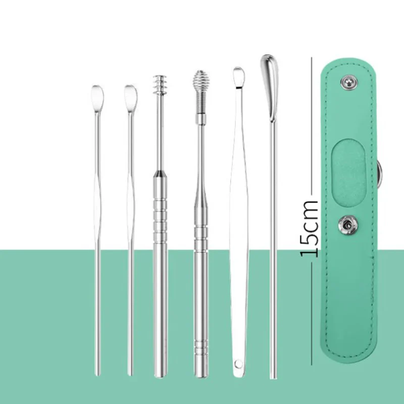 🎁 Remise limitée de 50% 🚀 Portable spirale en acier inoxydable earspoon Set de 6 pièces outil de prélèvement d'oreille - Image 8