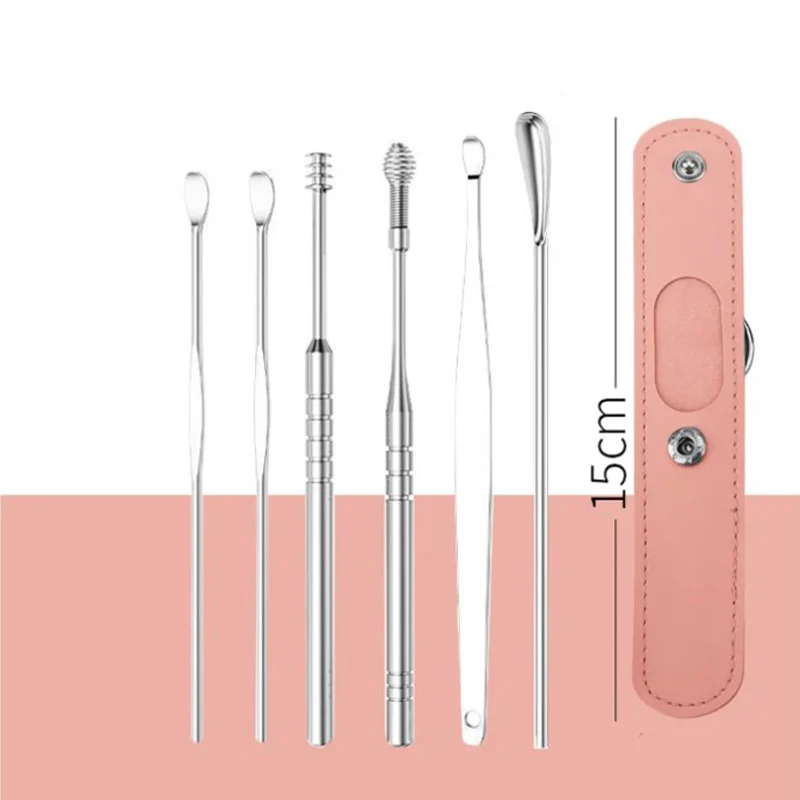 🎁 Remise limitée de 50% 🚀 Portable spirale en acier inoxydable earspoon Set de 6 pièces outil de prélèvement d'oreille - Image 9