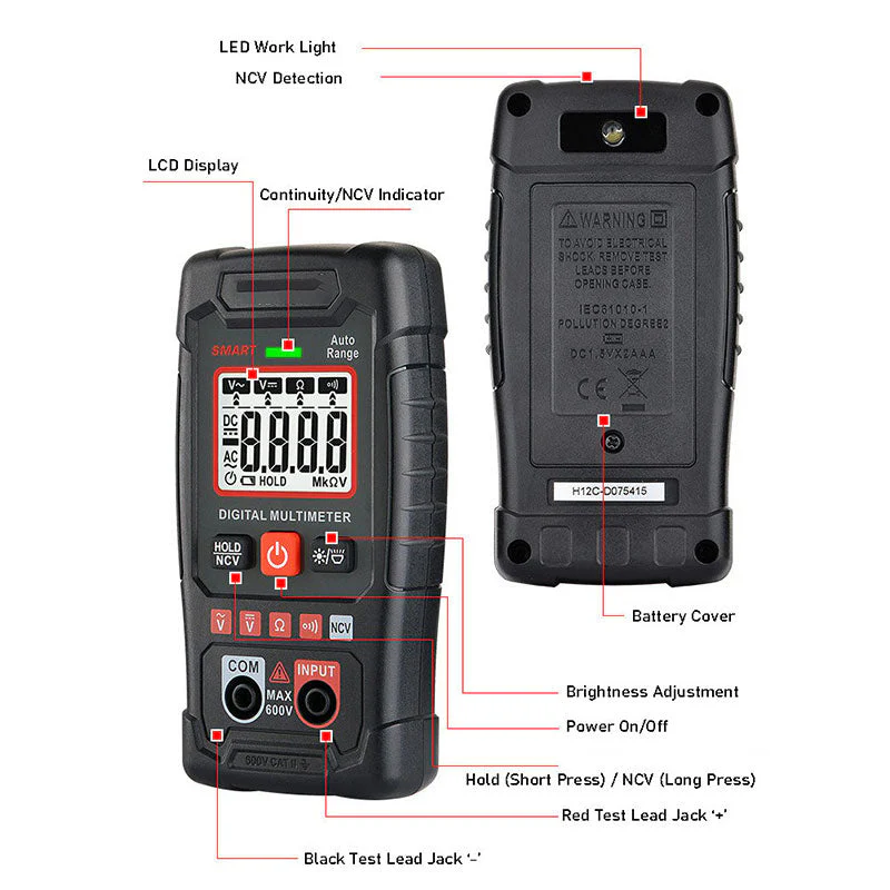 🏆50% de réduction pour une durée limitée🔧⚡️ Multimètre intelligent anti-brûlure ! Outil de mesure sans faille de la taille d'une paume de main, avec une gamme automatique de 4000 points ✨ - Image 3