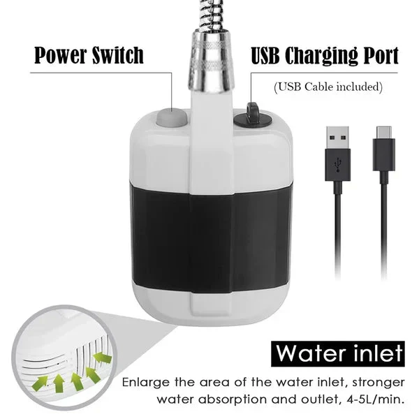 đ61% de rĂ©duction pour une durĂ©e limitĂ©eđżDouche de camping portable Ă dĂ©bit rĂ©glable â Pour un nettoyage facile et pratique Ă l'extĂ©rieur !âš - Image 3