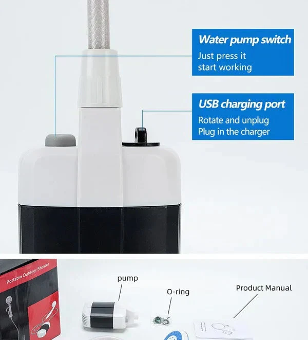đ61% de rĂ©duction pour une durĂ©e limitĂ©eđżDouche de camping portable Ă dĂ©bit rĂ©glable â Pour un nettoyage facile et pratique Ă l'extĂ©rieur !âš - Image 5